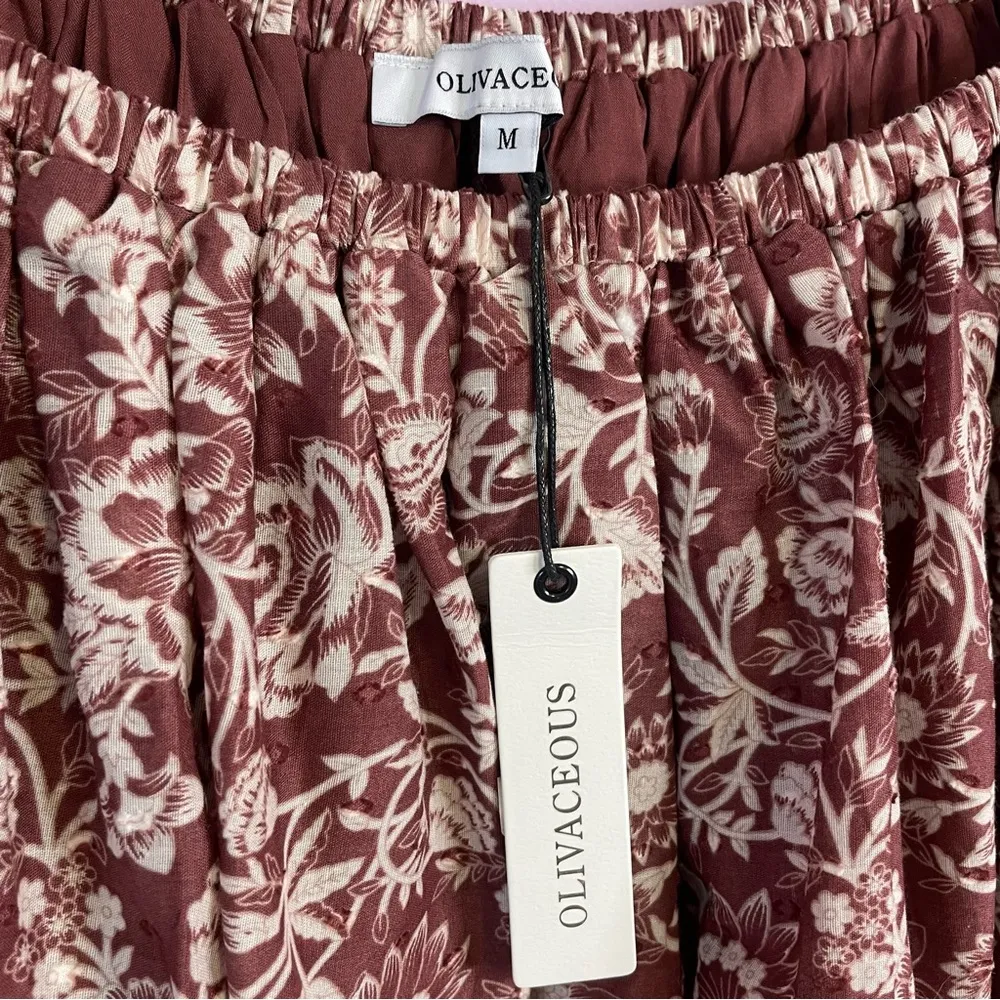 Olivaceous Avery Dress Boho Western Floral Lace Puff Short Sleeve Mini Medium - Image 4