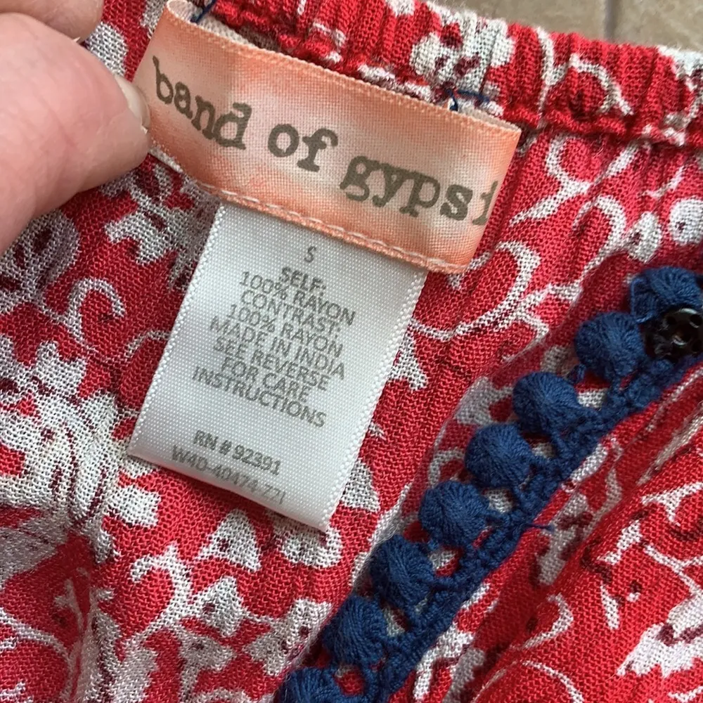 Band of Gypsies Paisley Floral Red White And Blue Romper - Image 9