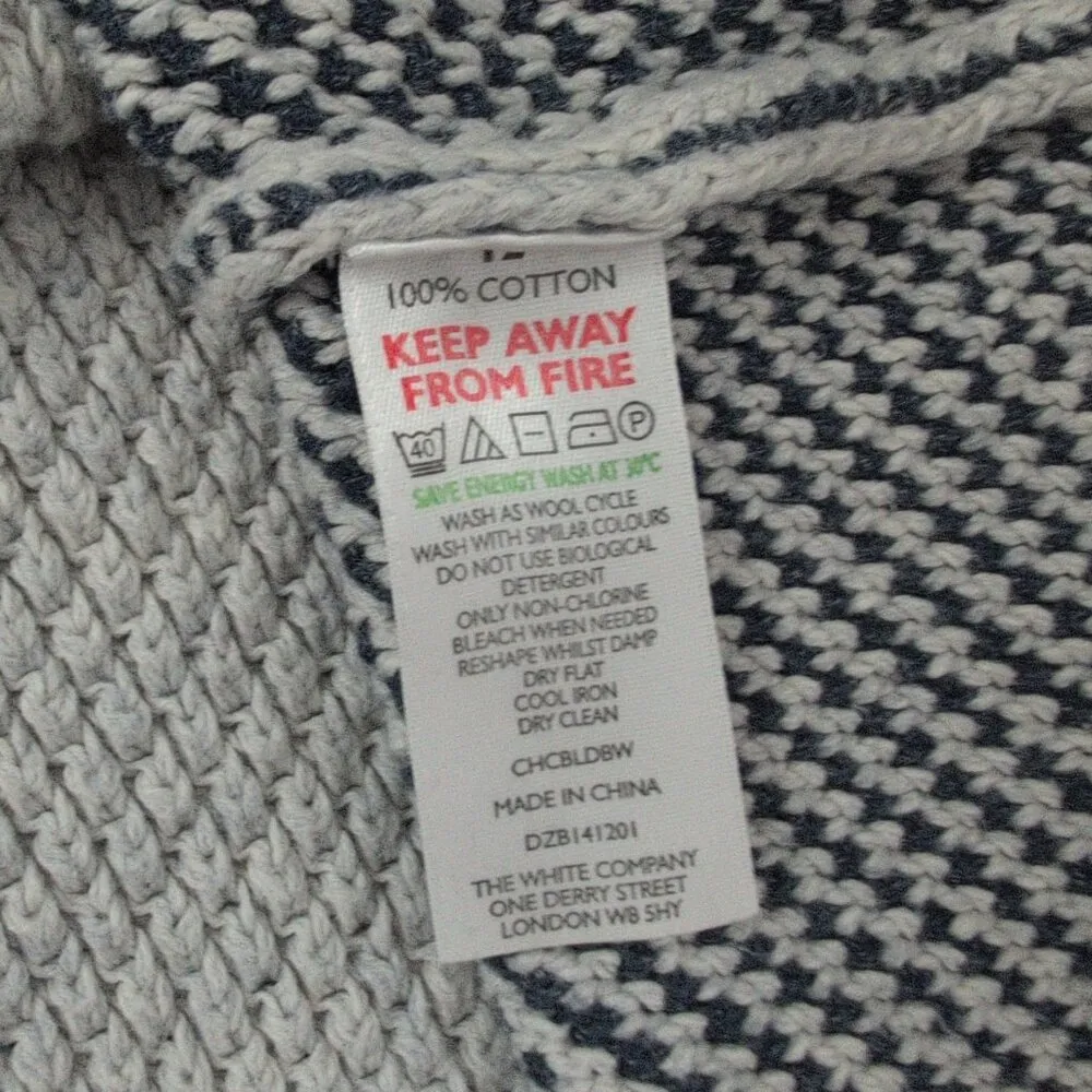The White Company London Heavy Knit Short Sleeve Sweater Top Large Blue - Image 7