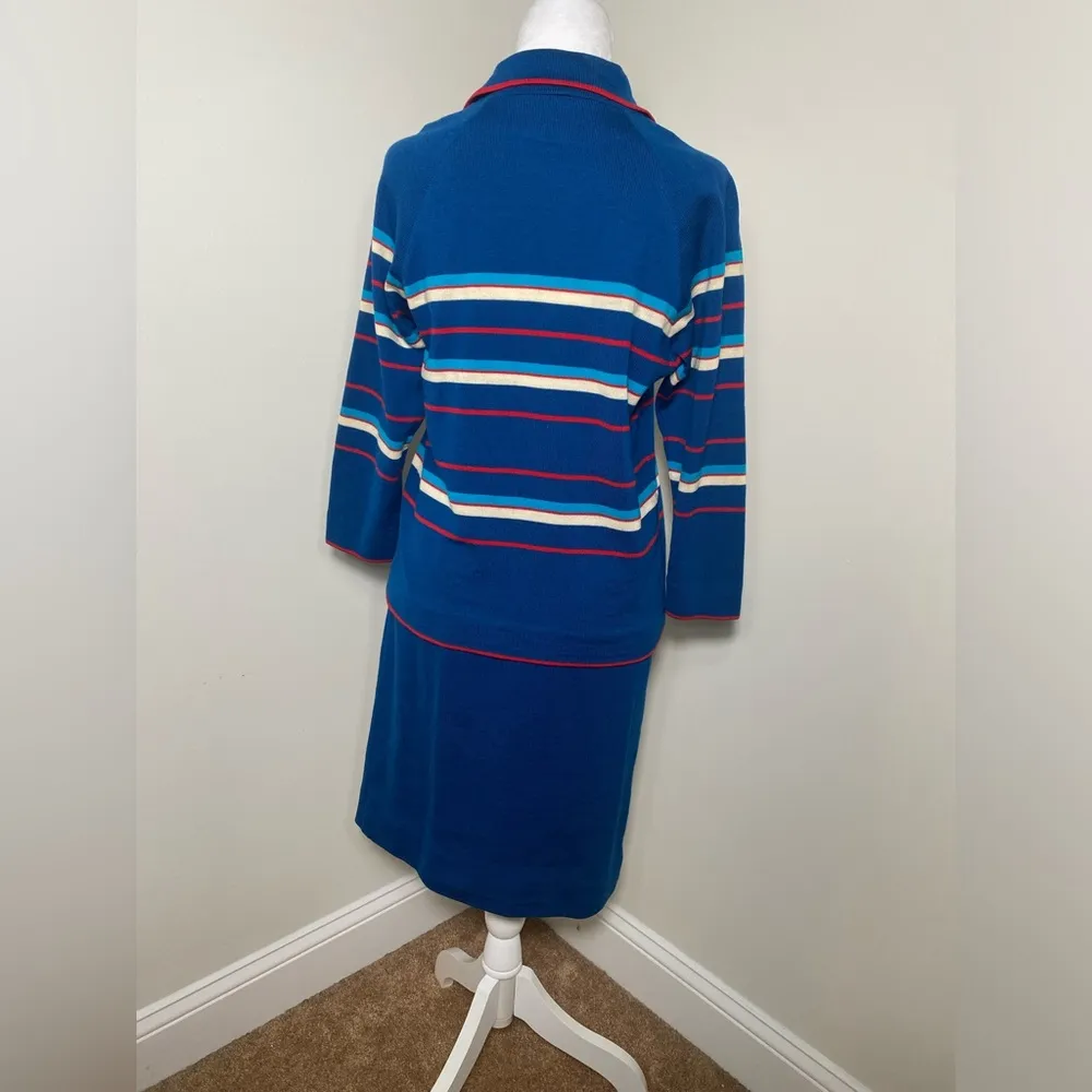 Vintage Cortina Knits 100% Virgin Wool Womens 2 Piece Suit 10 see measurements Blue Size undefined - Image 3