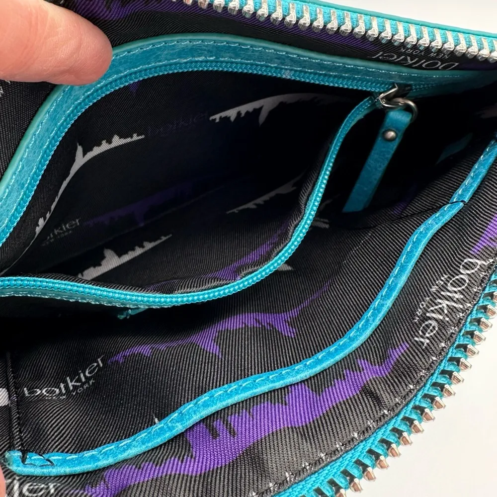 Botkier Trigger Crossbody in Teal Leather Silver Hardware Tassels Studded - Image 13