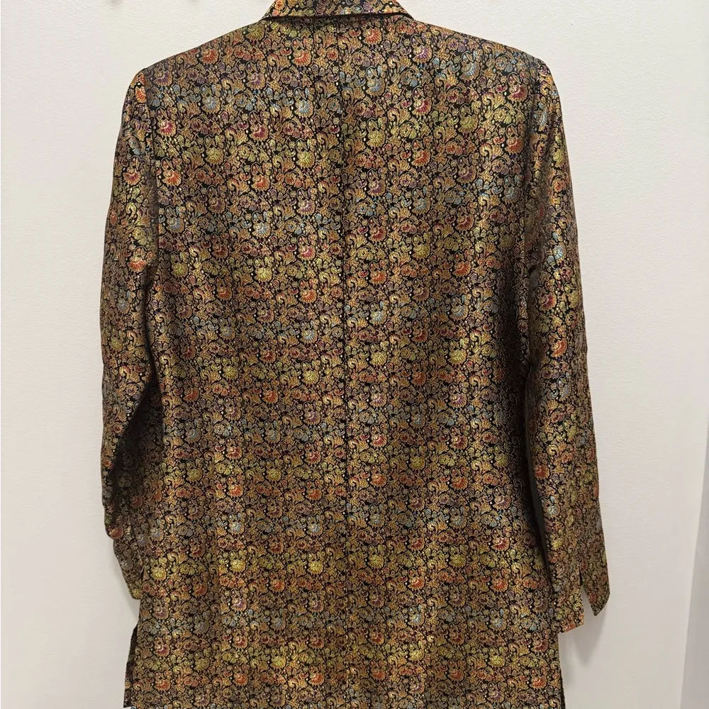 SilkLand Gold Black Office Shacket Jacket Floral Frenzy Blazer Statement Office Multiple - Image 7