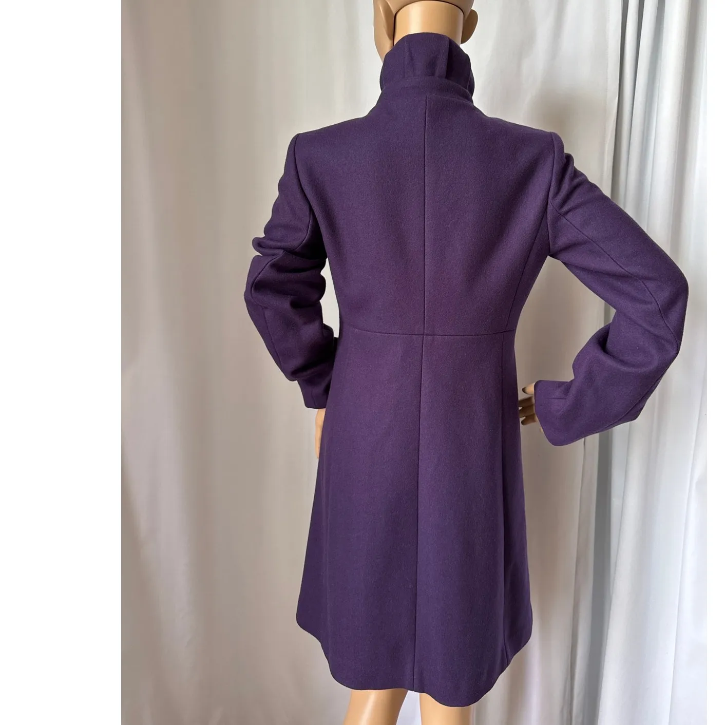 J. Crew Uptown Dress Purple coat pleated stand collar preppy size 2 - Image 3