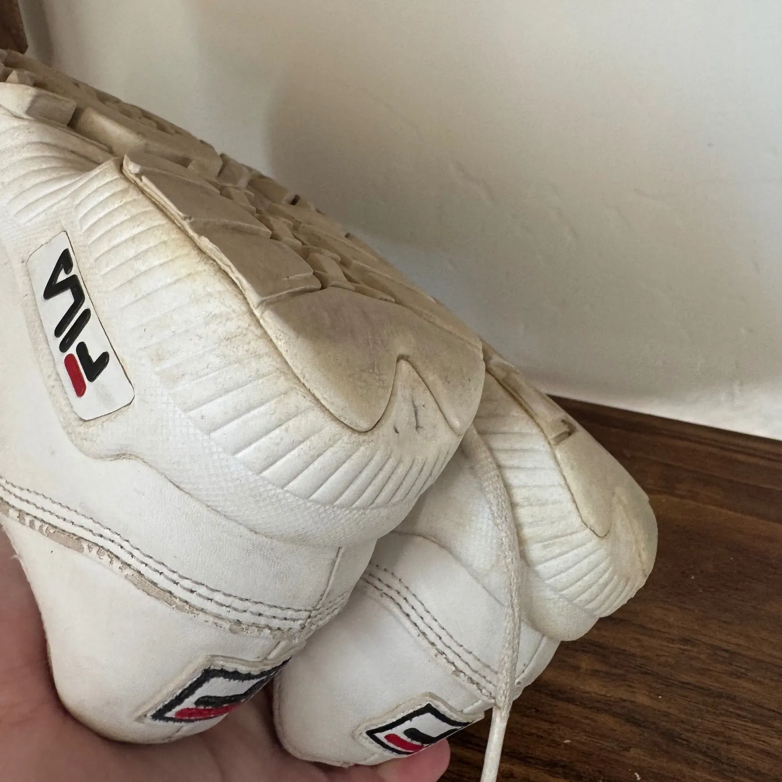 Y2K Vintage Fila 2002 Womens White Chunky Leather Lace up Sneaker sz 7 90s - Image 12