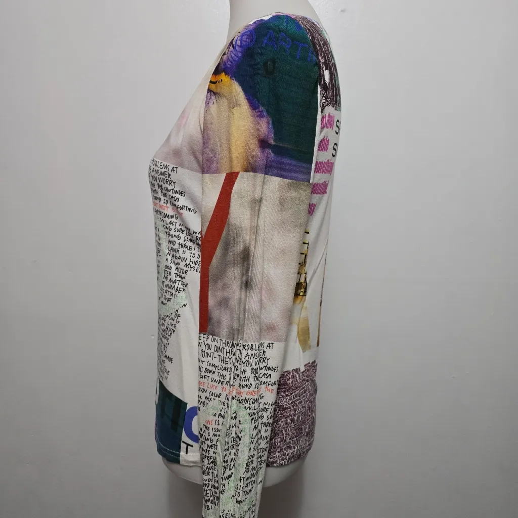 Cartise Graphic Print Long Sleeve Top – Medium Y2K Artsy Streetwear Black - Image 2