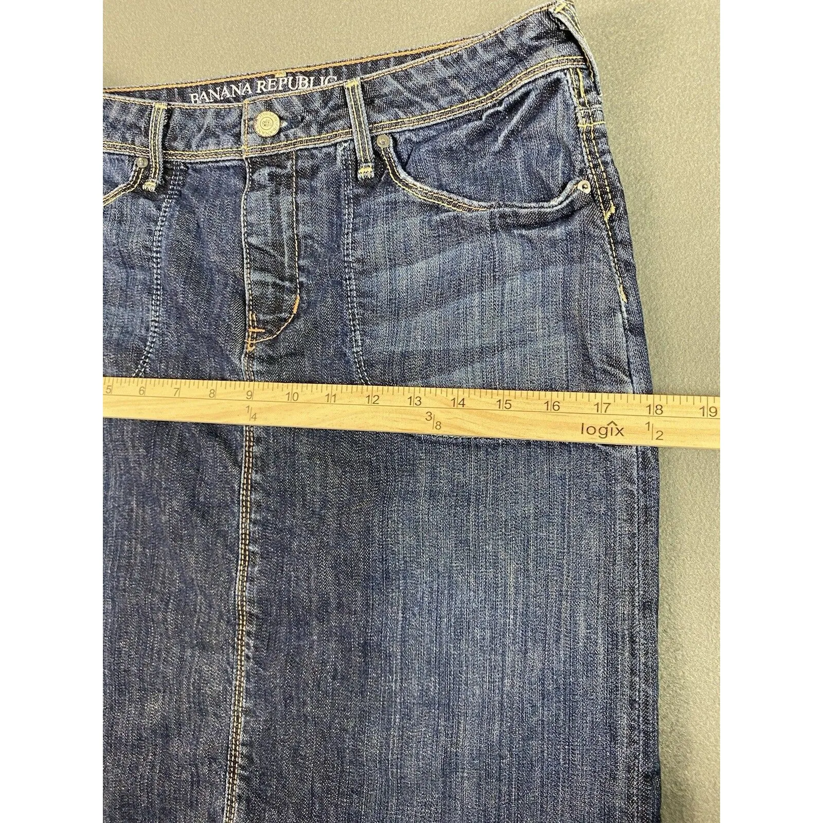 Banana Republic Denim Skirt Women 30x15 Blue Knee Length Stretch Cactus Tag 6 - Image 6
