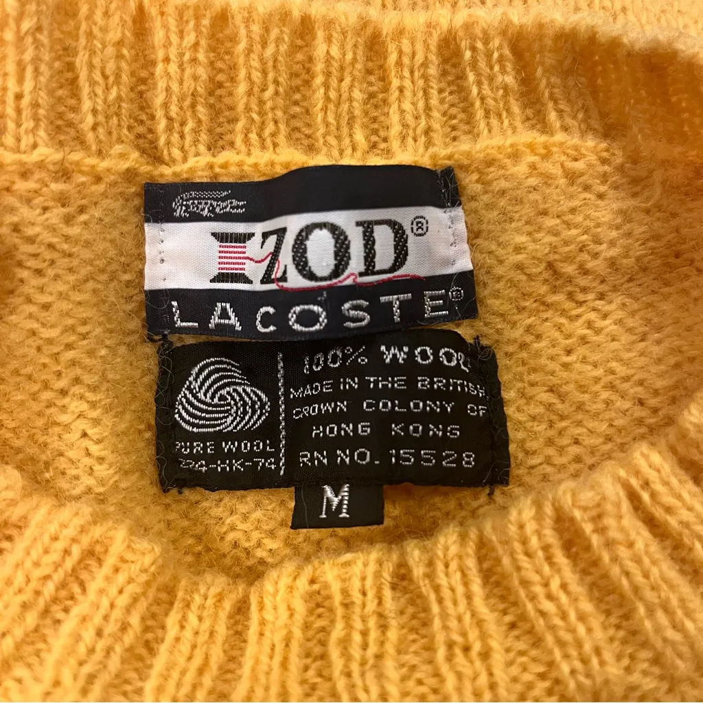 🌼LACOSTE YELLOW 100% WOOL CREWNECK SWEATER SIZE MEDIUM🌼 - Image 4