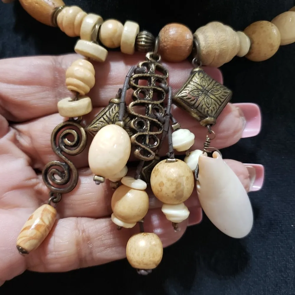 Bijoux Terner Womens Fashion Wood Bead Dangle Pendants Necklace w/ Lobster Clasp Yellow - Image 6