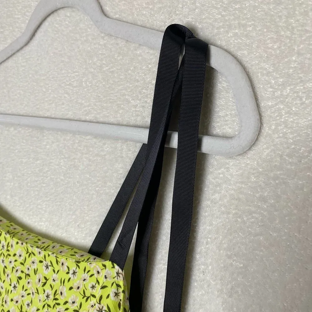 Sleeveless Floral Square Neck Drop Waist Midi Dress Tie Strap Size 8 - Image 7