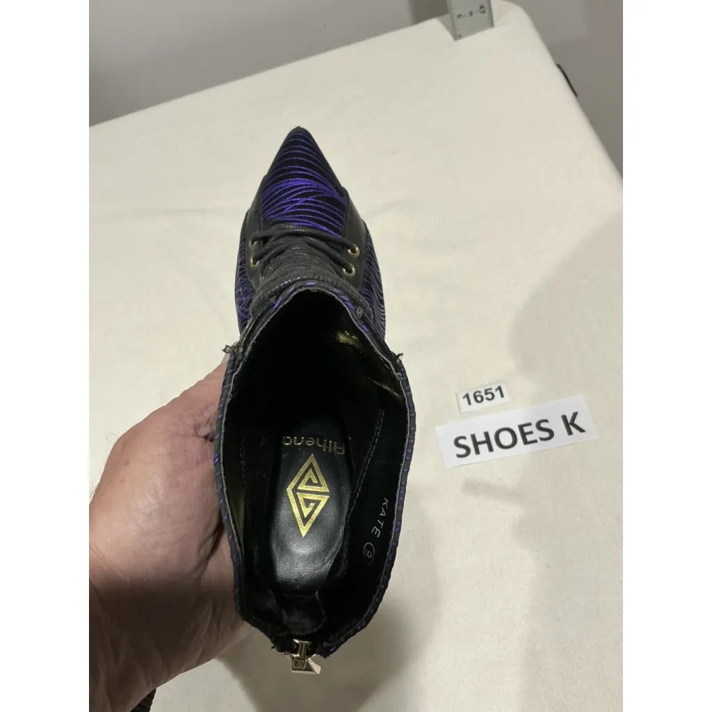 Womans Athena & Kate Black Purple Back Zip Stiletto Ankle Boots 9 - Image 7