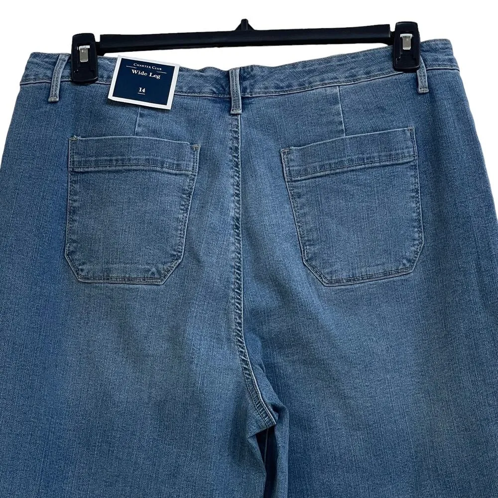 Charter Club SZ 14 Wide Leg Crop Jeans High-Rise Stretch Pockets Tummy Slimming - Image 4