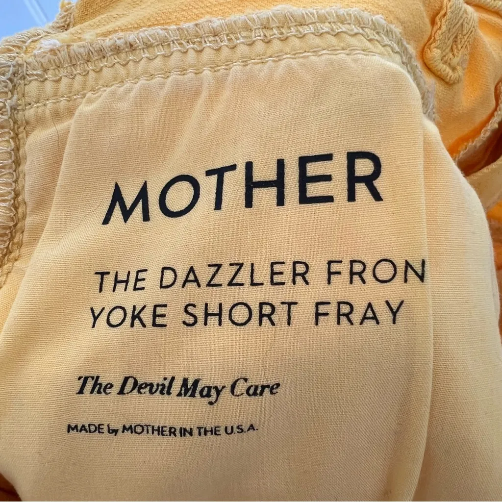 NWT MOTHER The Dazzler Seamed Yoke High Waist Shorts in Yellow Size 25 - Image 9