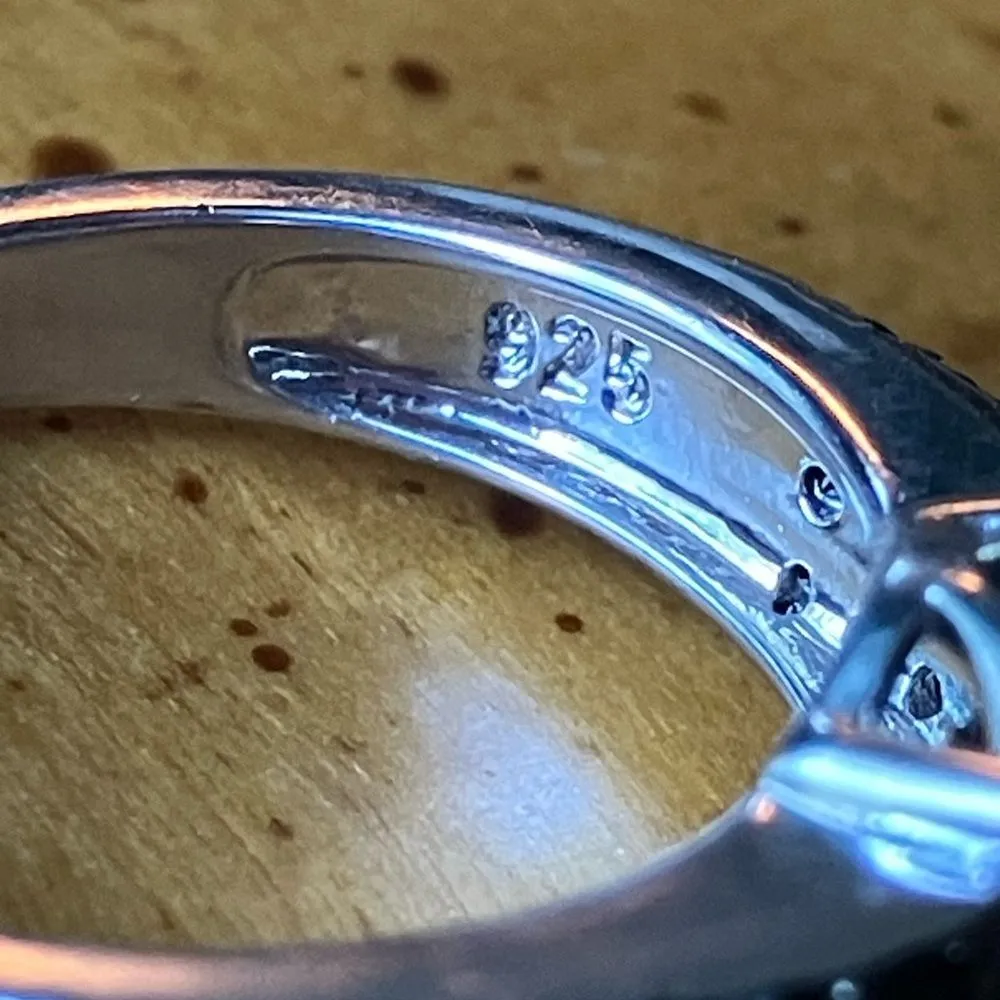 Natural Black Spinel Sterling Silver Ring Set Size 6 - Image 7