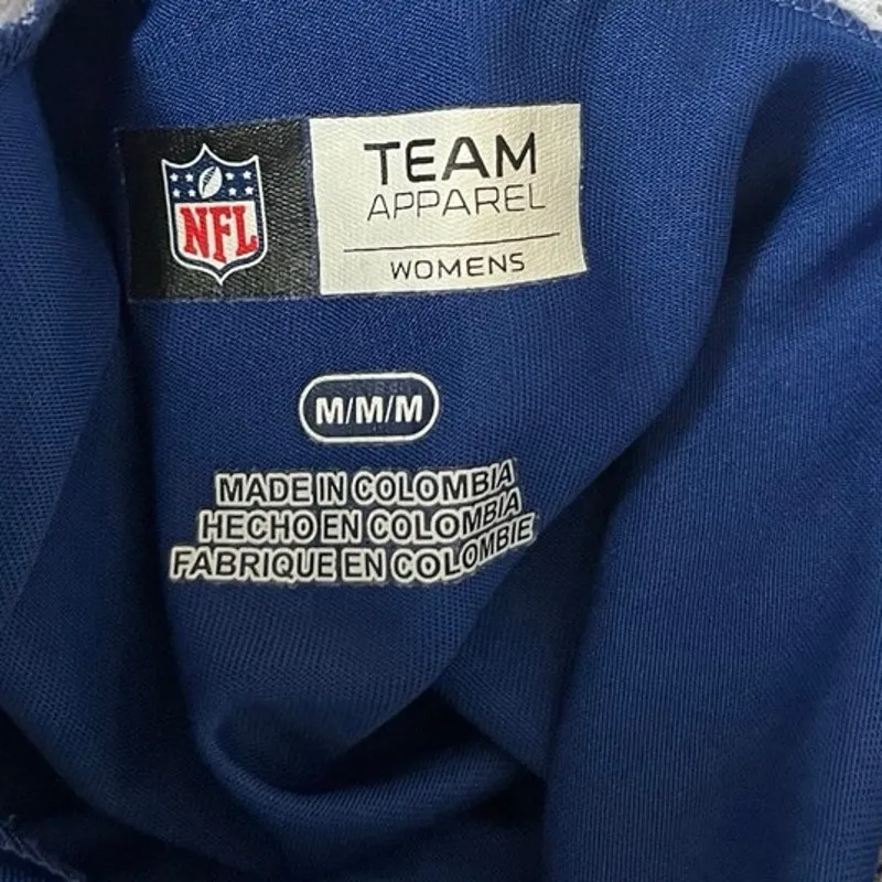 NFL Team Women’s New York Giants NY Mixed Media V Neck Tie Detail Top Medium Blue - Image 10