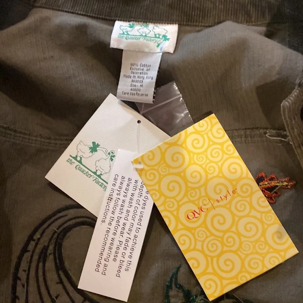 The Quacker Factory Autumn Corduroy Button Jacket Beaded Embroidered NWT Sz M - Image 7