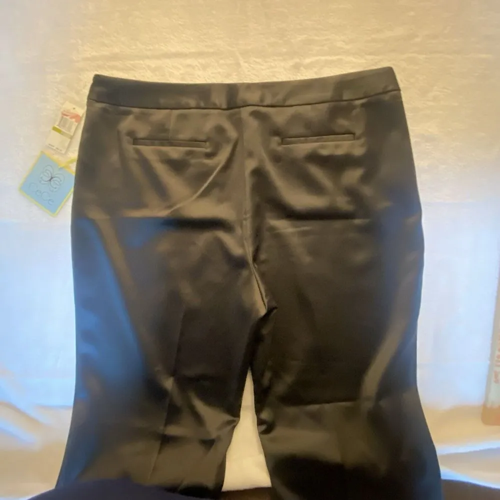 CeCe Pants Women's 14 Black Satin Ankle Slim Dressy Cocktail Evening Side Zip - Image 13