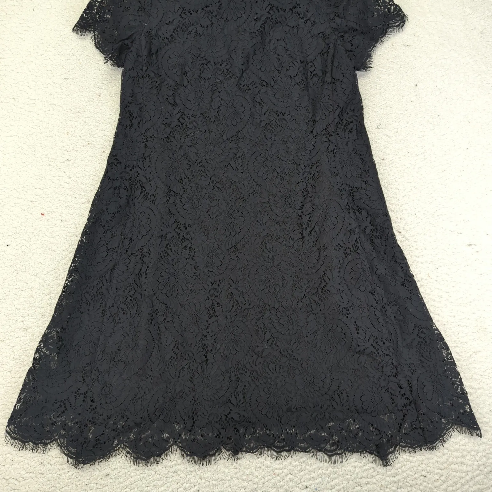 Madewell Floral Lace Shift Dress Women 4 Black Short Sleeve Party Cocktail E1517 - Image 4