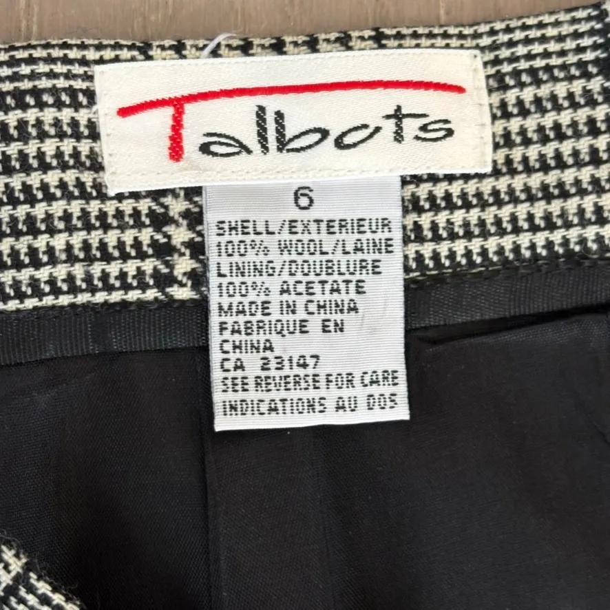 Vintage Talbots 100% Wool Pencil Skirt Sz 6 Houndstooth‎ Classic Academia Twee - Image 5