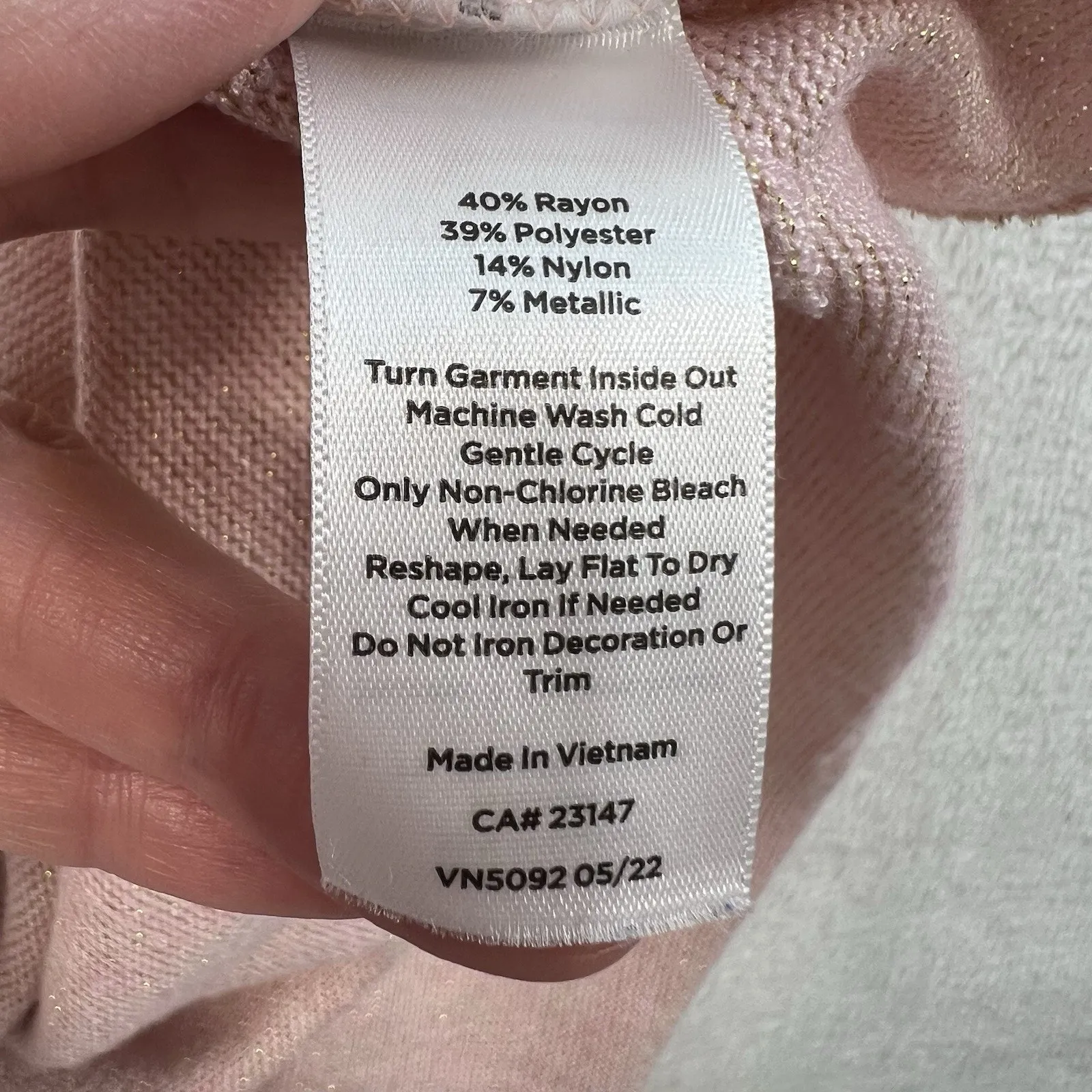 TALBOTS Plus 3X Sparkle Knit Ruffle Mock Neck Sweater Balloon Sleeve Blush Pink - Image 8