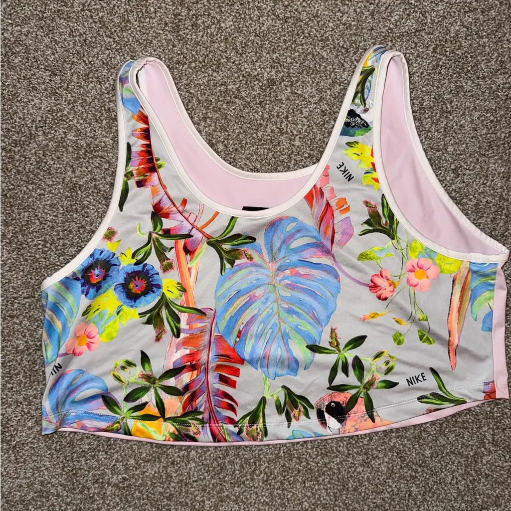 Nike Pink and White Top with Colorful Design - Image 2