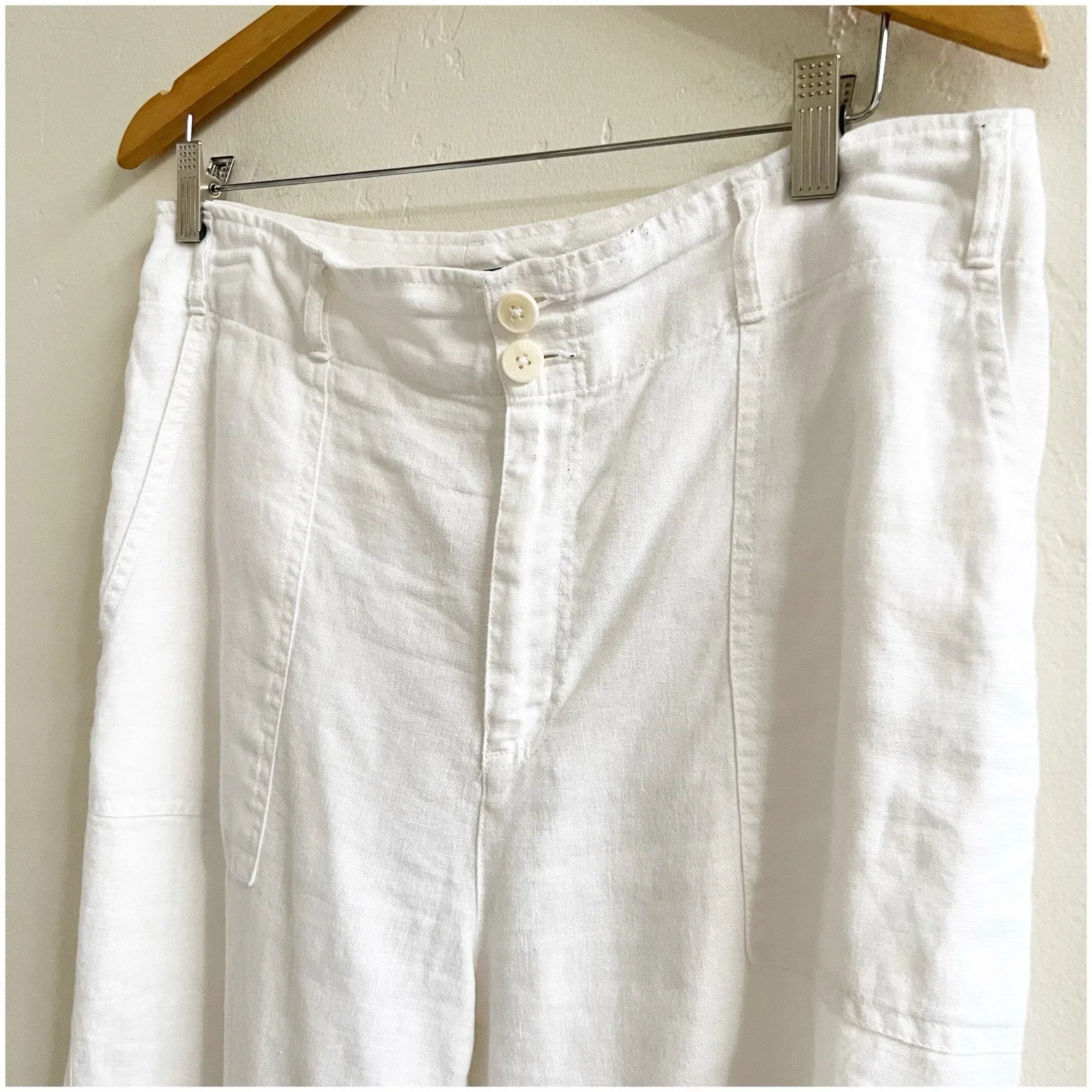 Lauren Ralph Lauren Pants Women's 10 White 100% Linen Wide Leg Drawstring Beach - Image 8