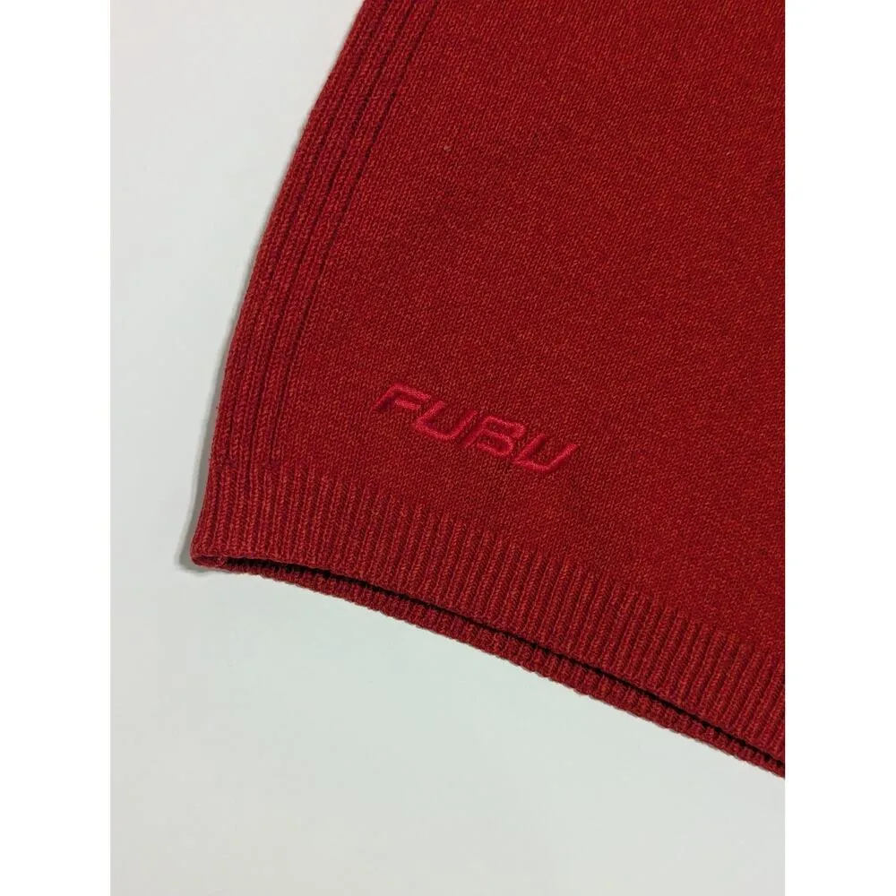 Vintage FUBU Sport Red Knit Hooded Sweater Dress Long Sleeve Womens Small Retro - Image 6