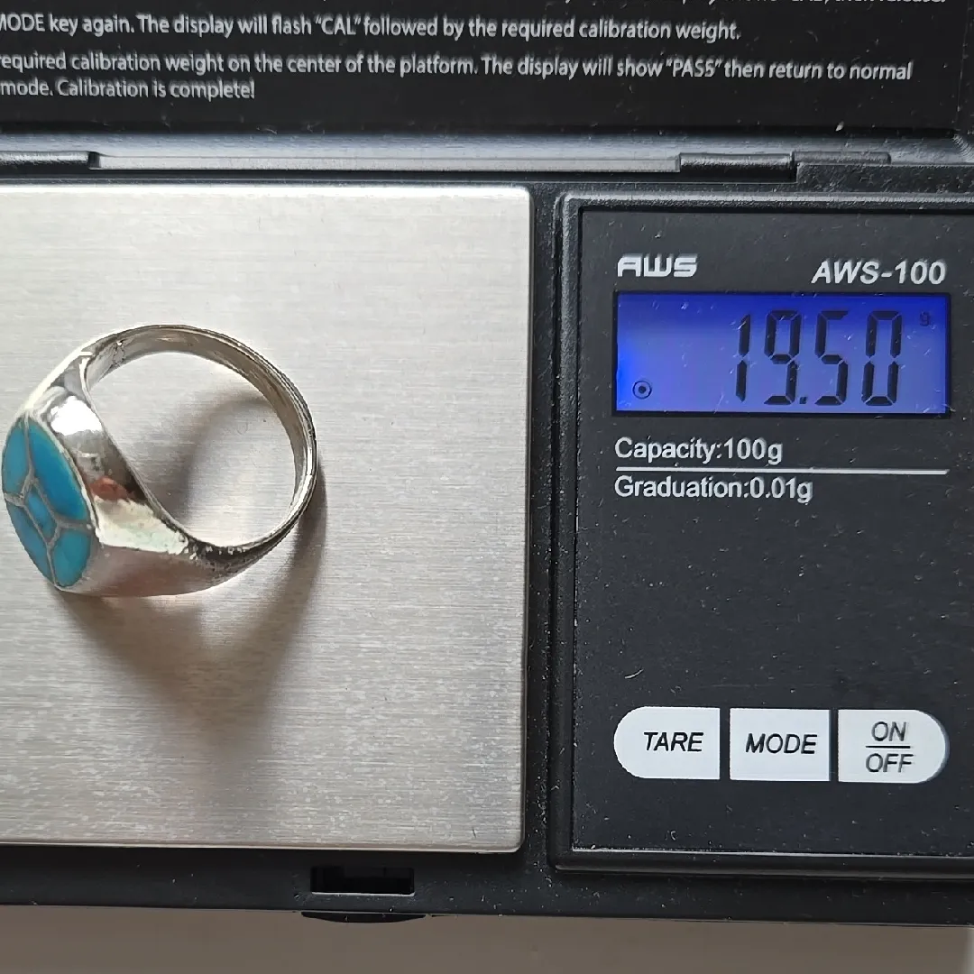 Turquoise and Silver Ring Blue - Image 10