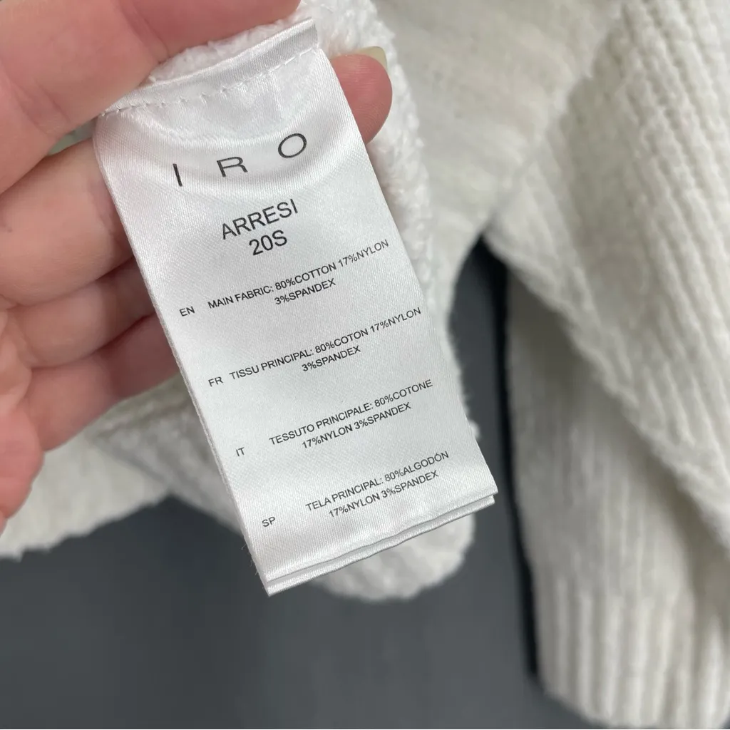 IRO Arresi Chevron Knit Cozy Cottage White Casual Luxury Crewneck Sweater Top - Image 9