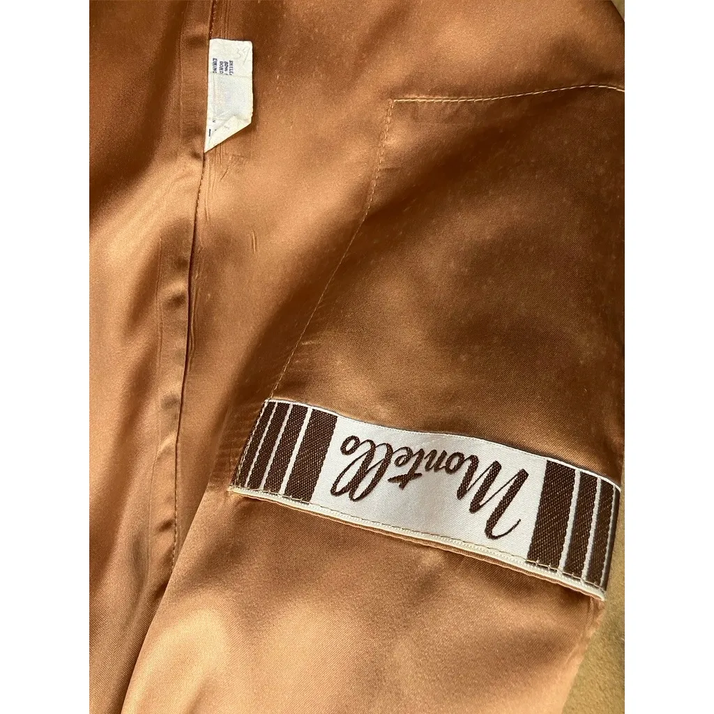 Vintage Montello Womens Camel Wool Blend Trench Coat Belted Classic Brown - Image 13