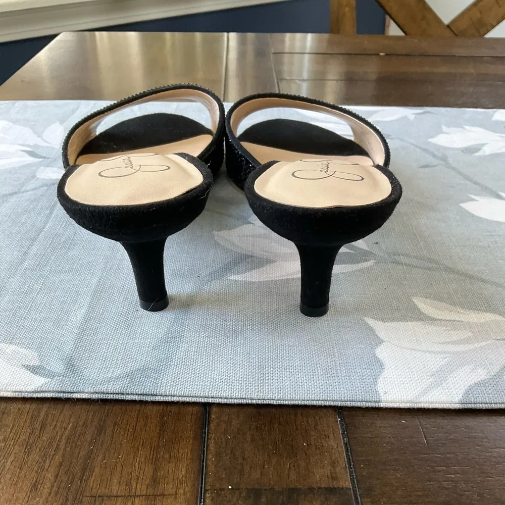 Jessica Simpson  Sofiah black beaded slide kitten heels size 8 - Image 3