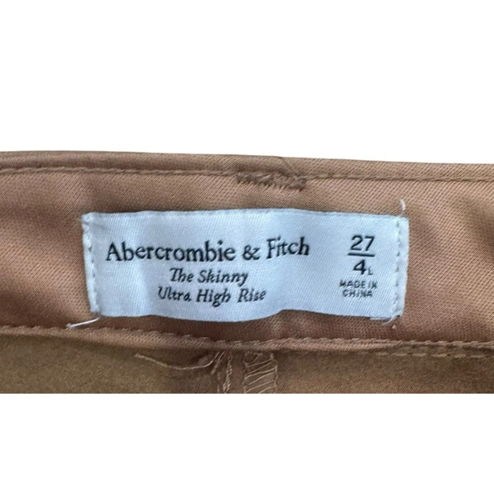 Abercrombie & Fitch Skinny Ultra High Rise Faux Leather Split Hem Pants Brown 4 - Image 4