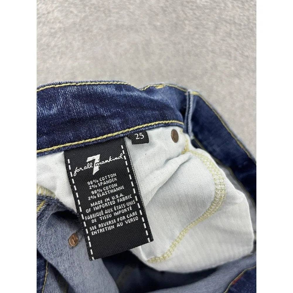 7 For all mankind Women's Blue Denim Jeans Distressed Size 25 Josefina Skinny - Image 3