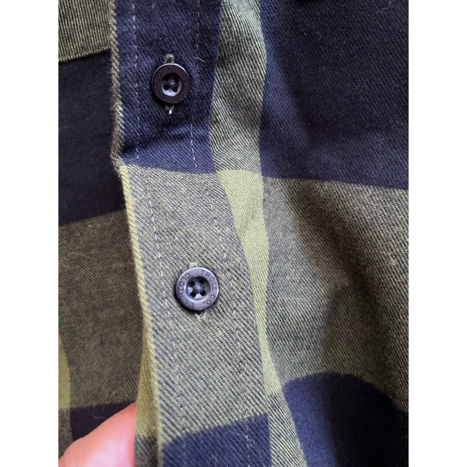 Troll Co Ada Flannel Lightweight Green Black Plaid Button Down Shirt Size Small - Image 7