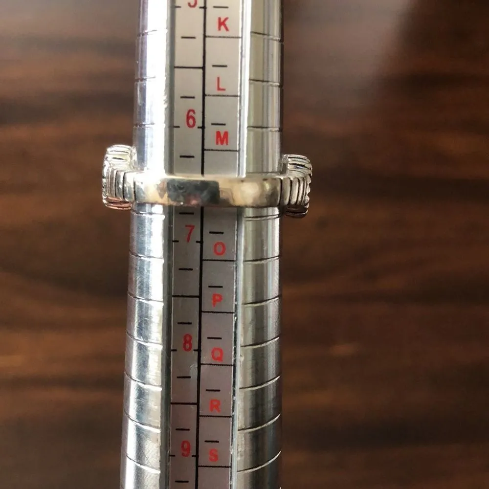 Cushion Cut Garnet Marcasite Metalwork Sterling Silver Ring Sz 6-1/2 - Image 11