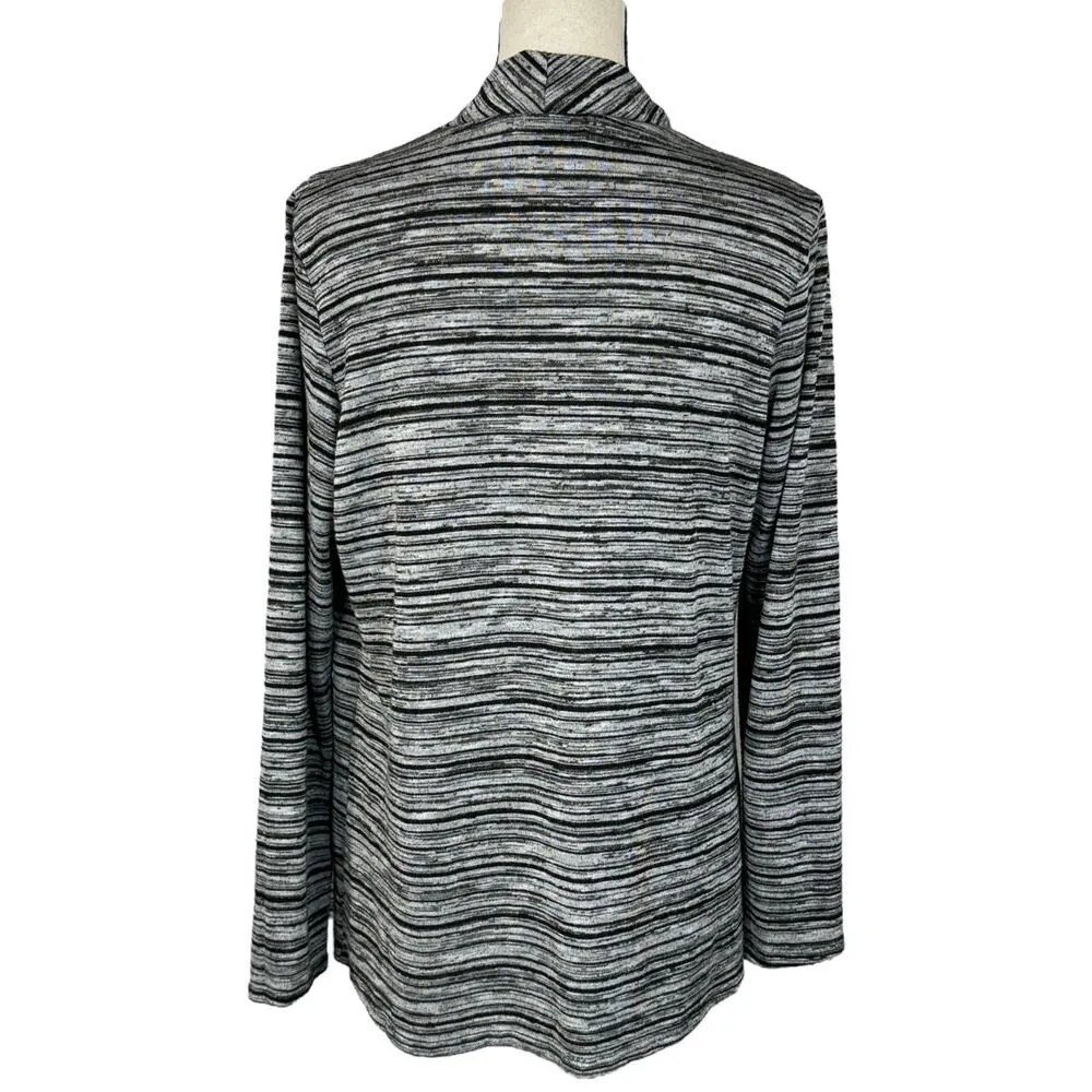 AB Studio X-Large Cardigan Jacket 1-Button Striped Long Sleeve Stretch Draped - Image 4