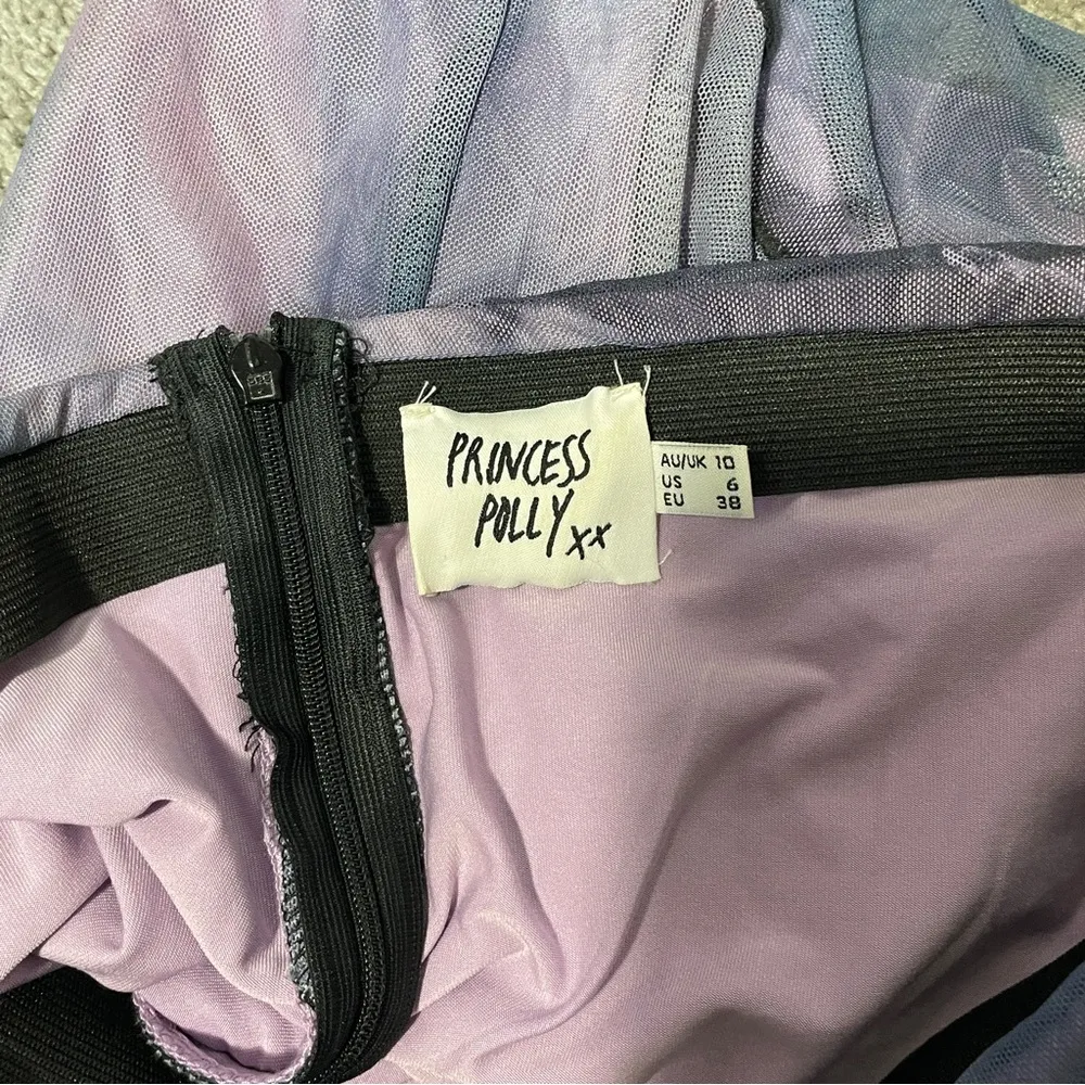Princess‎ Polly Purple The Bella High Waisted Mesh Mini Skirt Women's Size 6 - Image 3