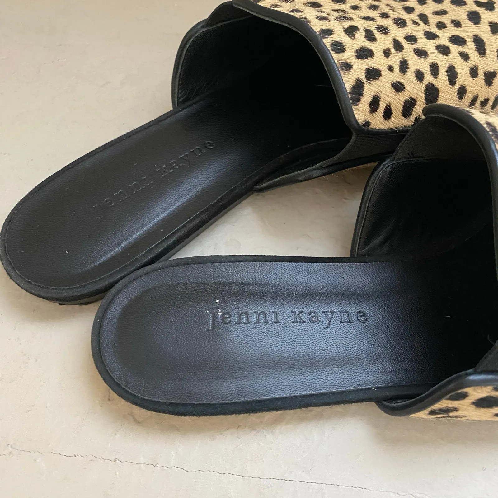 Jenni Kayne Pony Hair Mules Womens Size 41 10 Slip On Shoes Leopard Animal Print - Image 2