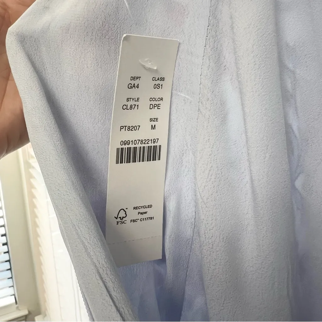 J. Crew Tiered tie waist dress dusty periwinkle block print Purple Size Medium - Image 15