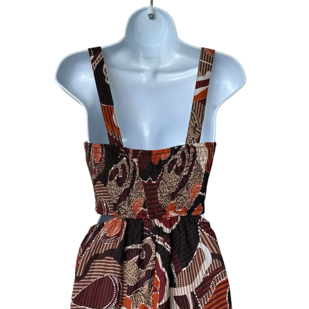 Anthropologie By  Square-Neck Smocked cut out Multicolor Jumpsuit XS - Image 8