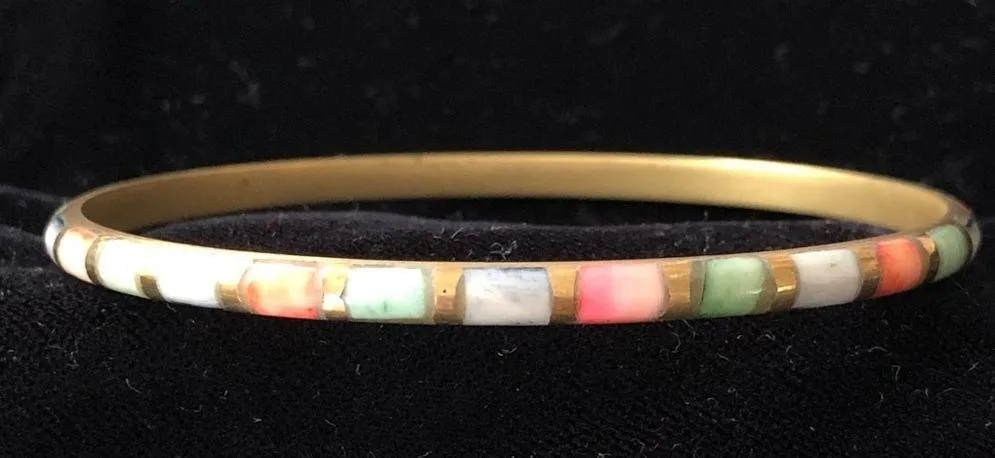 Vintage cloisonné pastel colors bangle bracelet - Image 5