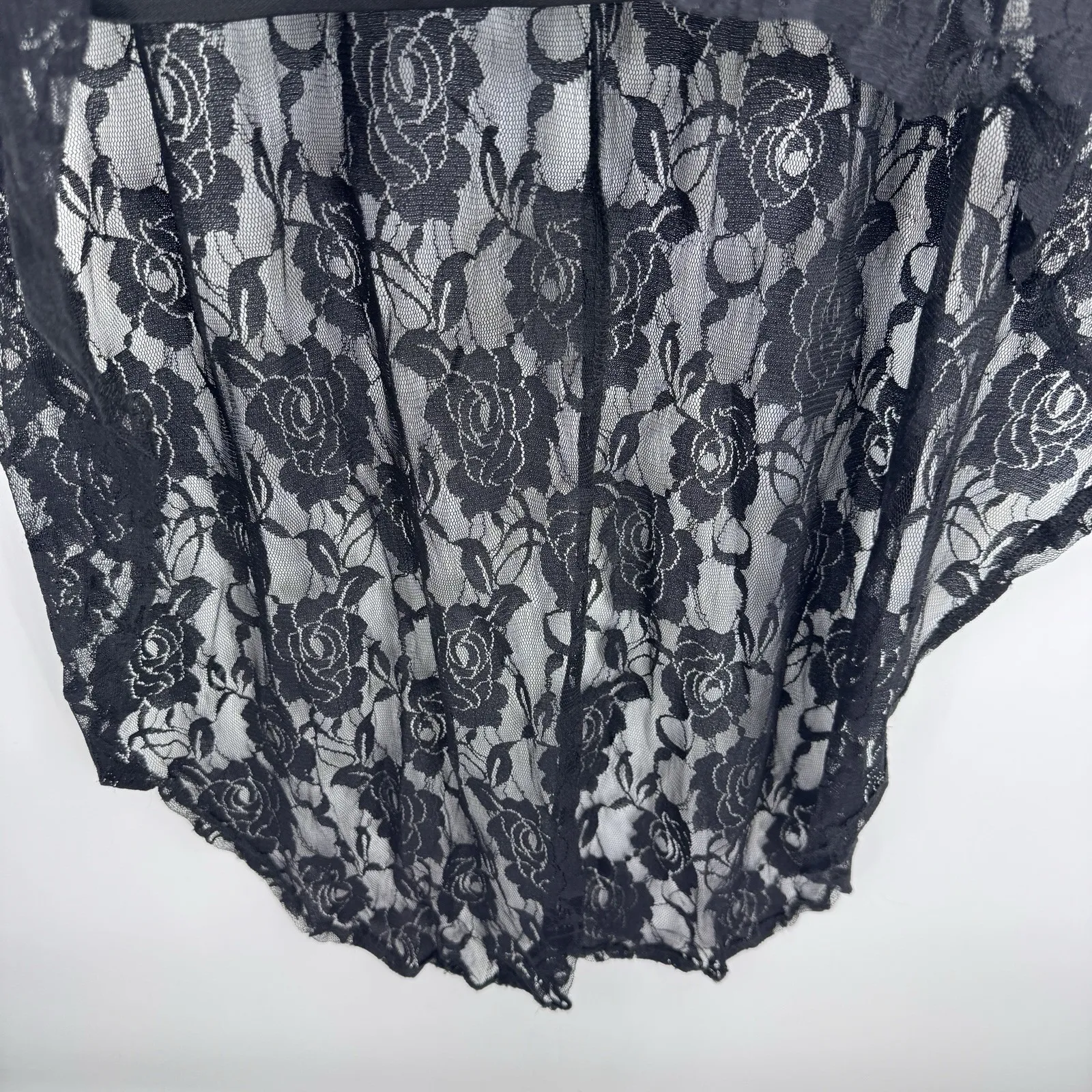 Vintage Y2K Brat Star High Low Skirt Womens L Lace Black Lace Whimsigoth Witchy - Image 4