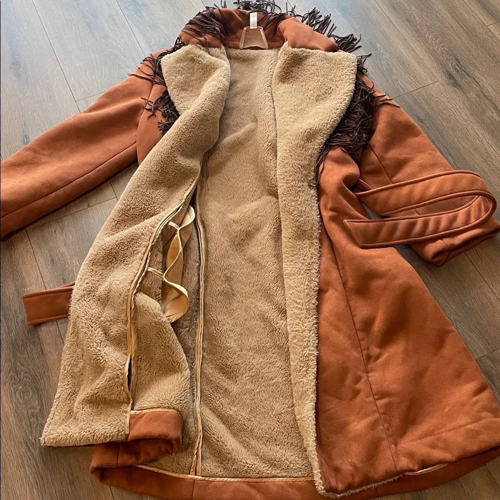 Anthropologie Hutch Daisy Suede Fringed Coat - Image 7