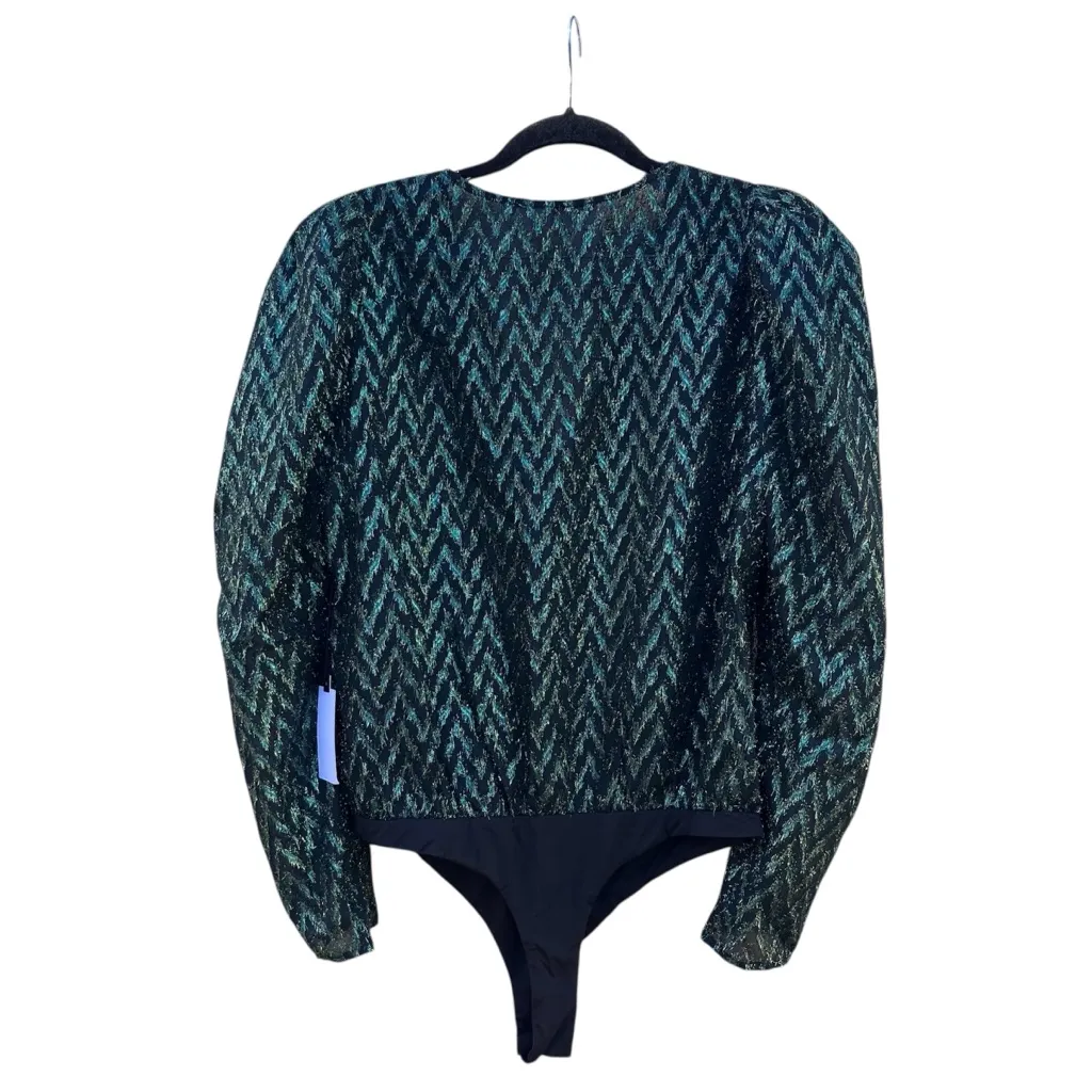 ASTR The Label Belinda Bodysuit Emerald Jewel Tone Flocked Large NWT - Image 2