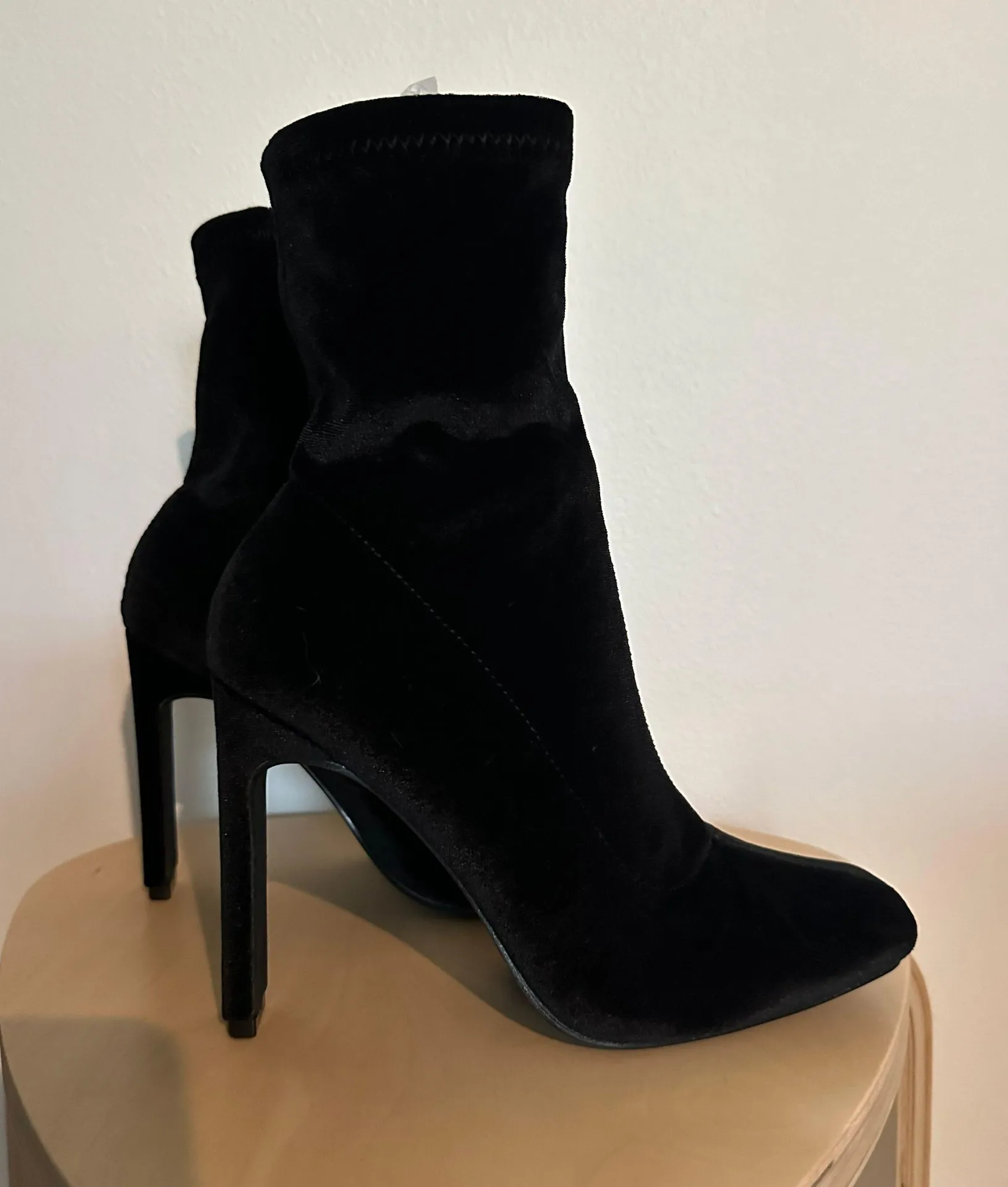 Loriah Black Velvet Booties - Image 2