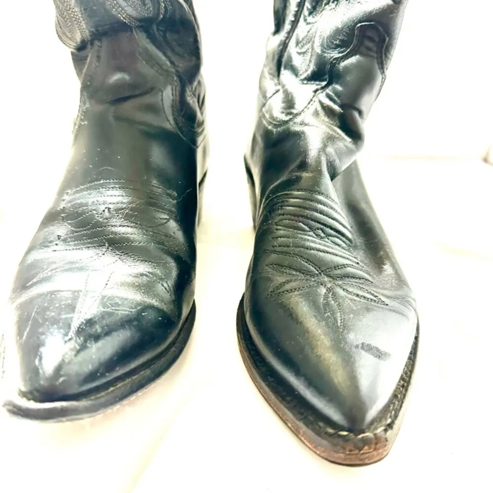 Vintage Justin Cowgirl Black Leather Boots Size 6 B mismatch - Image 5