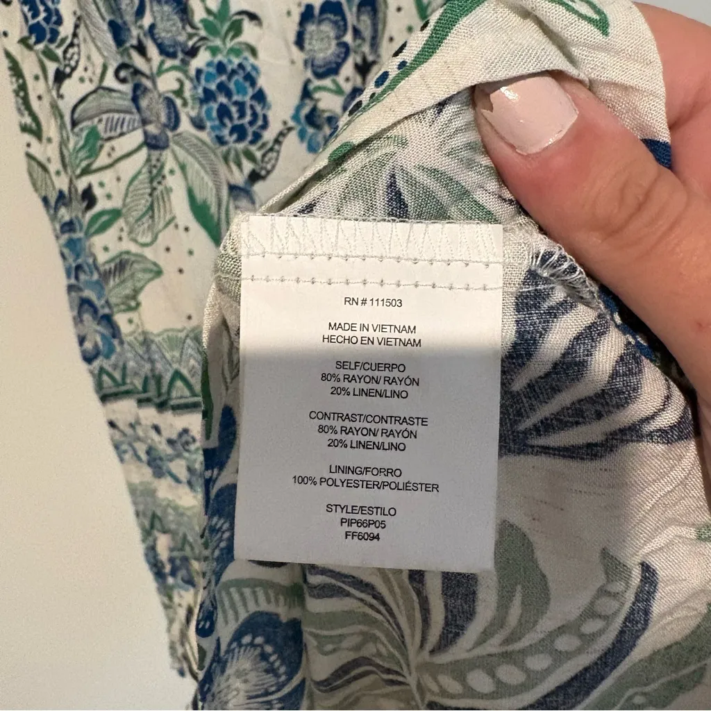 Figueroa & Flower Short Sleeve Floral Midi Dress white blue size small‎ Green - Image 6