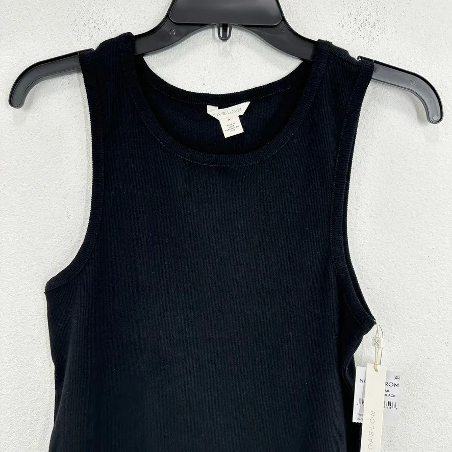 CASLON Nordstrom Women's‎ Ribbed Tank Top Black Sleeveless Basic Casual Top NWT - Image 2