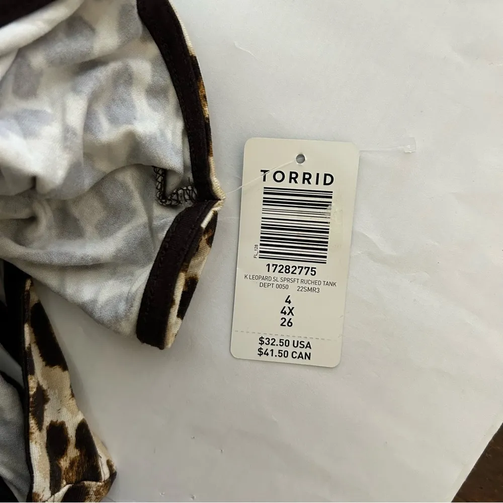 Torrid Super Soft Double Scoop Neck Ruched Leopard Print Tank - 4X - Image 6