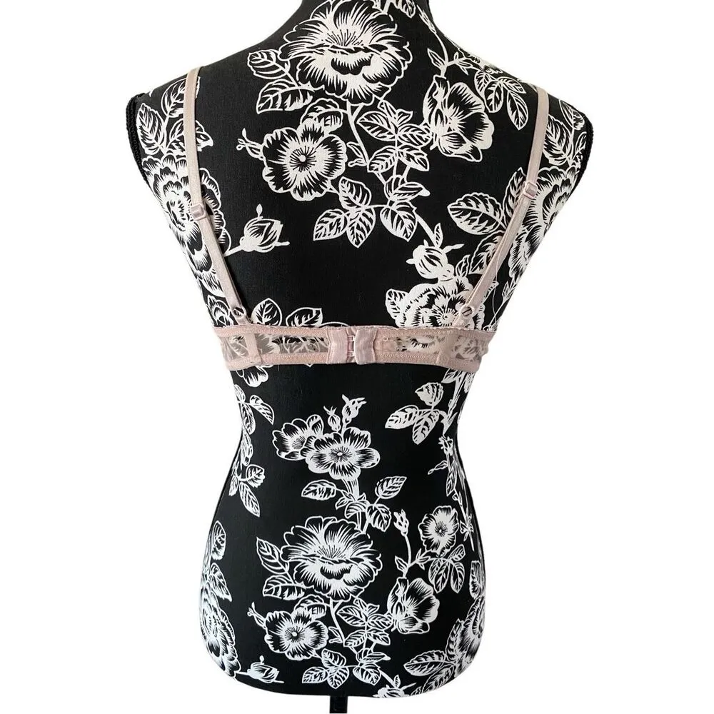 Floral Balconette 36B Push Up Bra Floral Sexy Date Coquette Pink Size undefined - Image 4