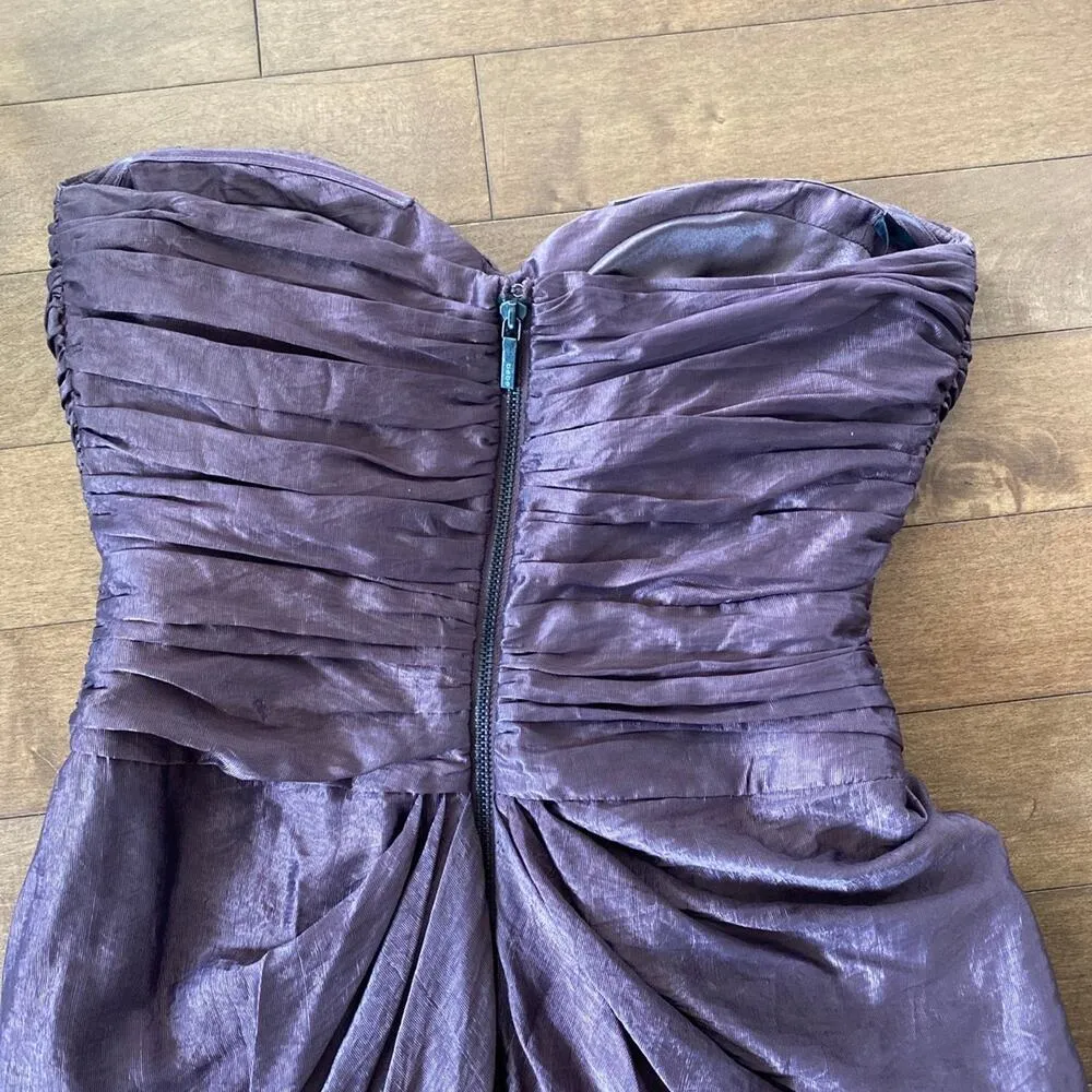 Bebe strapless mini dress with embellishments ruching & tu;ip skirt size xs - Image 11